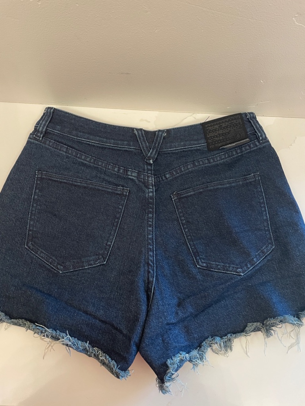 Volcom Dark Blue Denim Women’s High-Waist Cutoff Shorts